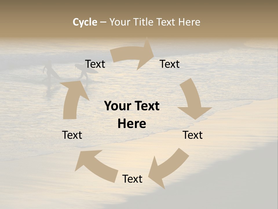 Surfers Walk From The Beach In The Evening PowerPoint Template