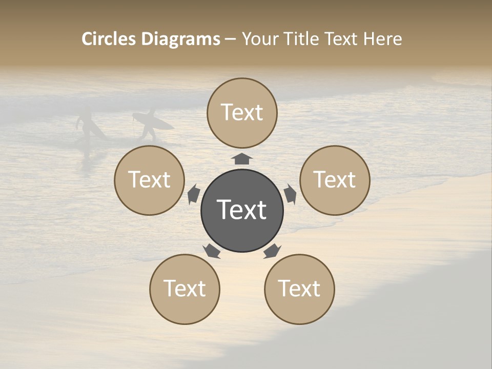 Surfers Walk From The Beach In The Evening PowerPoint Template