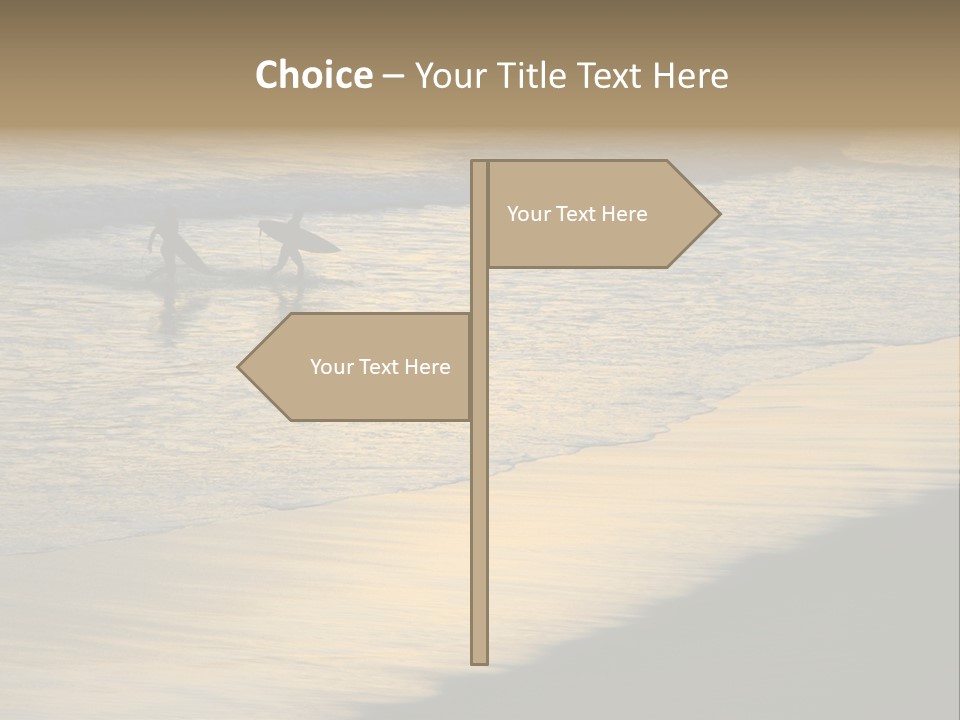 Surfers Walk From The Beach In The Evening PowerPoint Template