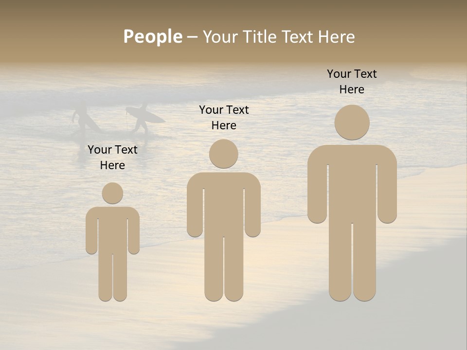 Surfers Walk From The Beach In The Evening PowerPoint Template