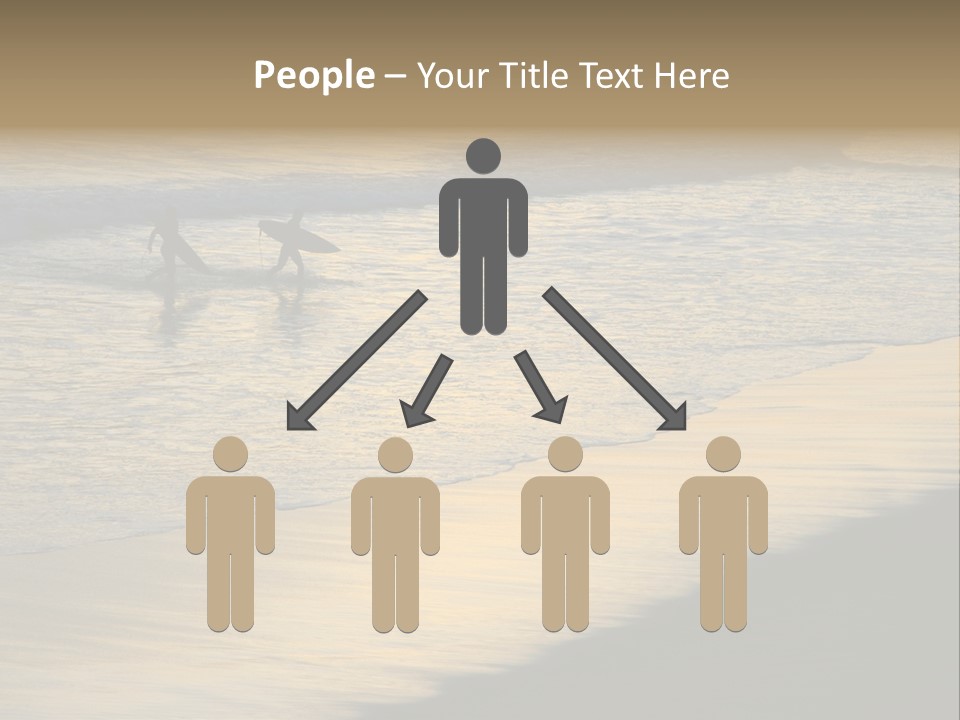 Surfers Walk From The Beach In The Evening PowerPoint Template