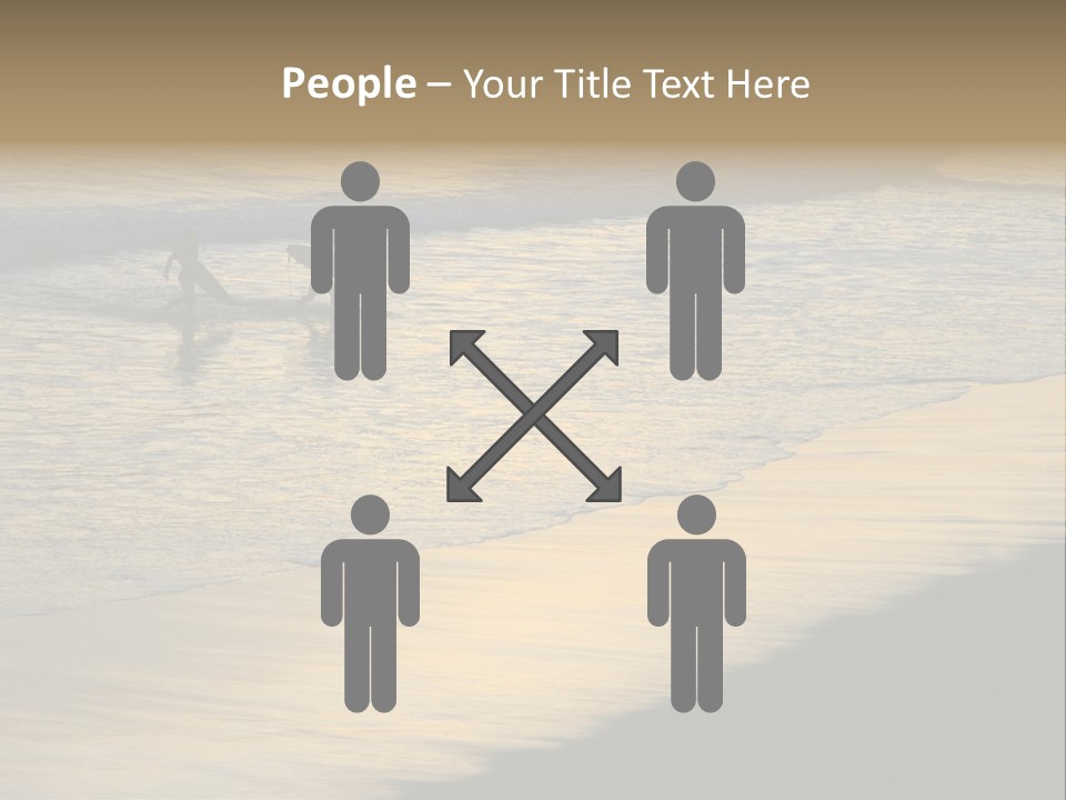 Surfers Walk From The Beach In The Evening PowerPoint Template