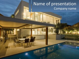 Large House With Pool PowerPoint Template