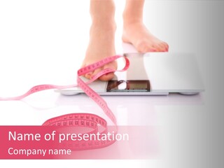 Girl Measures Weight PowerPoint Template