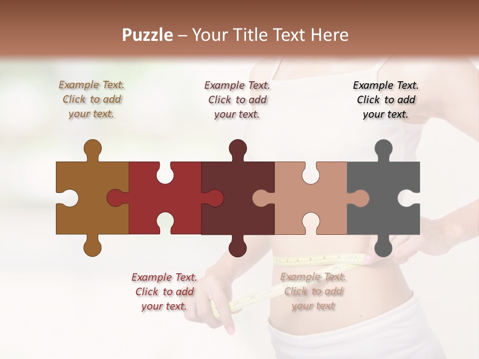 Girl Measures Her Waist PowerPoint Template