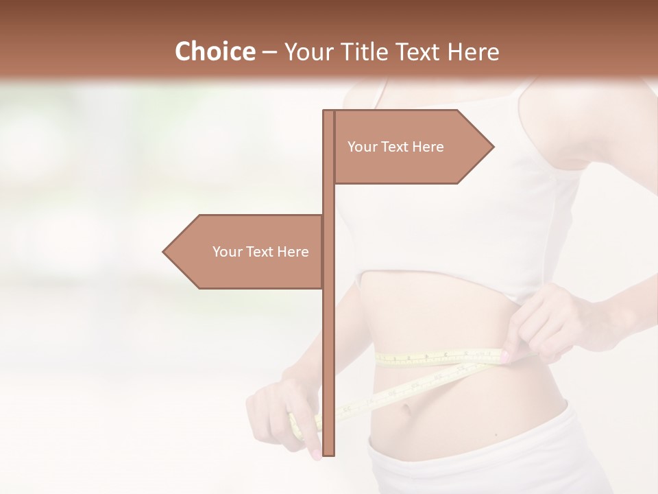 Girl Measures Her Waist PowerPoint Template