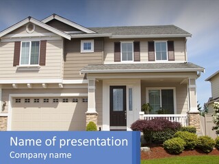 Two-Storey House With Garage PowerPoint Template