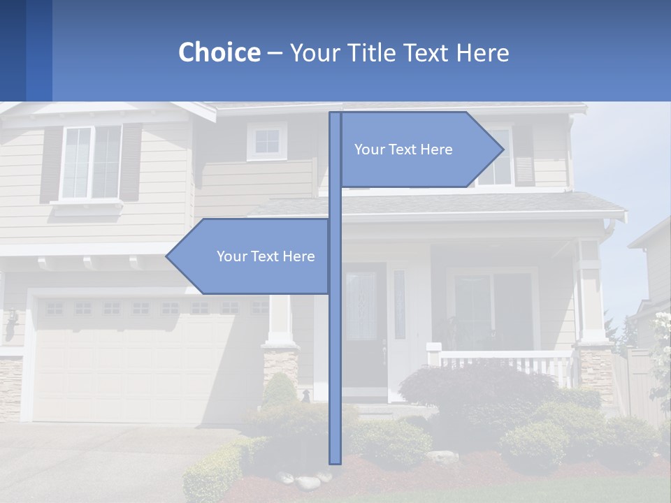 Two-Storey House With Garage PowerPoint Template