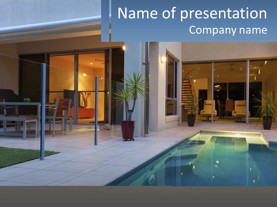 High-Tech House With Pool PowerPoint Template