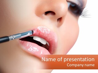Girl Paints Her Lips PowerPoint Template