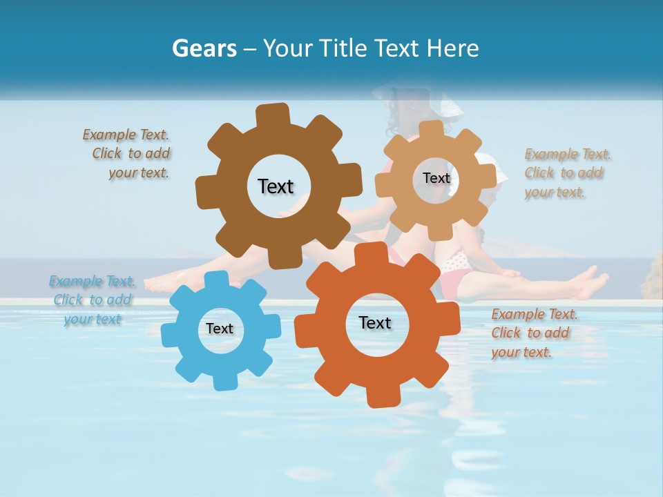 Woman With Baby By The Pool PowerPoint Template