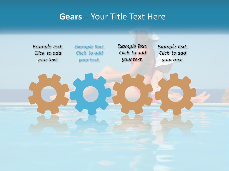 Woman With Baby By The Pool PowerPoint Template