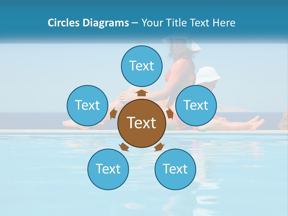 Woman With Baby By The Pool PowerPoint Template