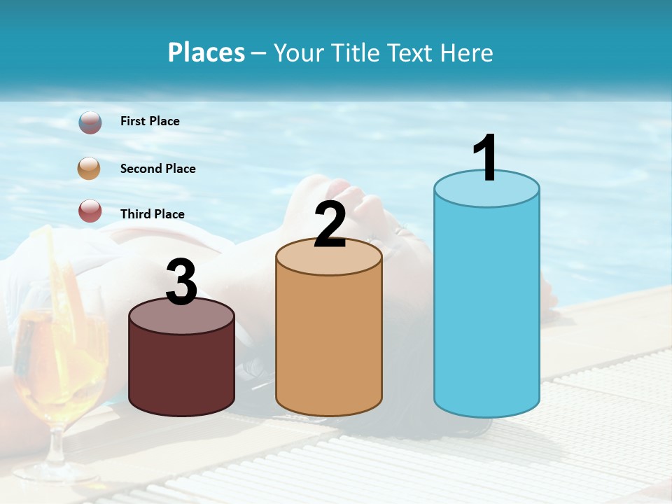 Girl With Cocktail By The Pool PowerPoint Template