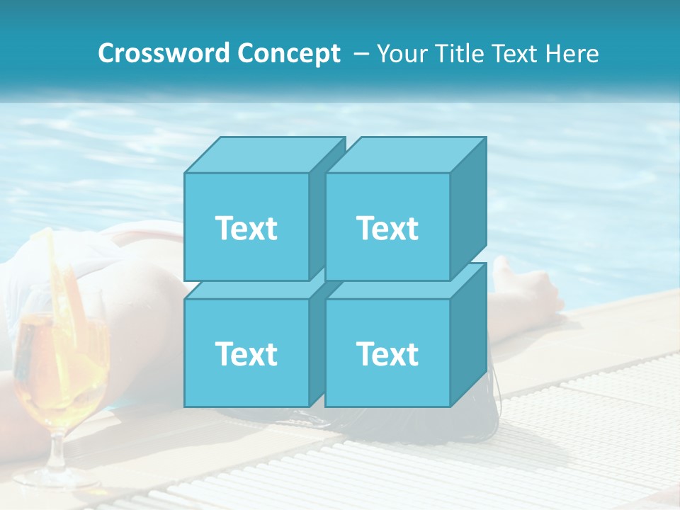 Girl With Cocktail By The Pool PowerPoint Template