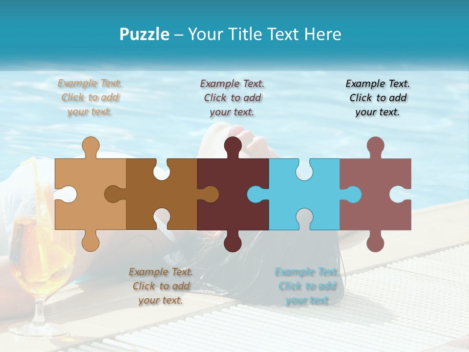 Girl With Cocktail By The Pool PowerPoint Template