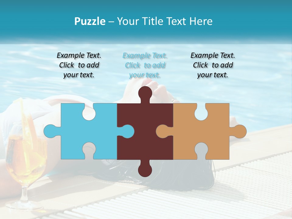 Girl With Cocktail By The Pool PowerPoint Template