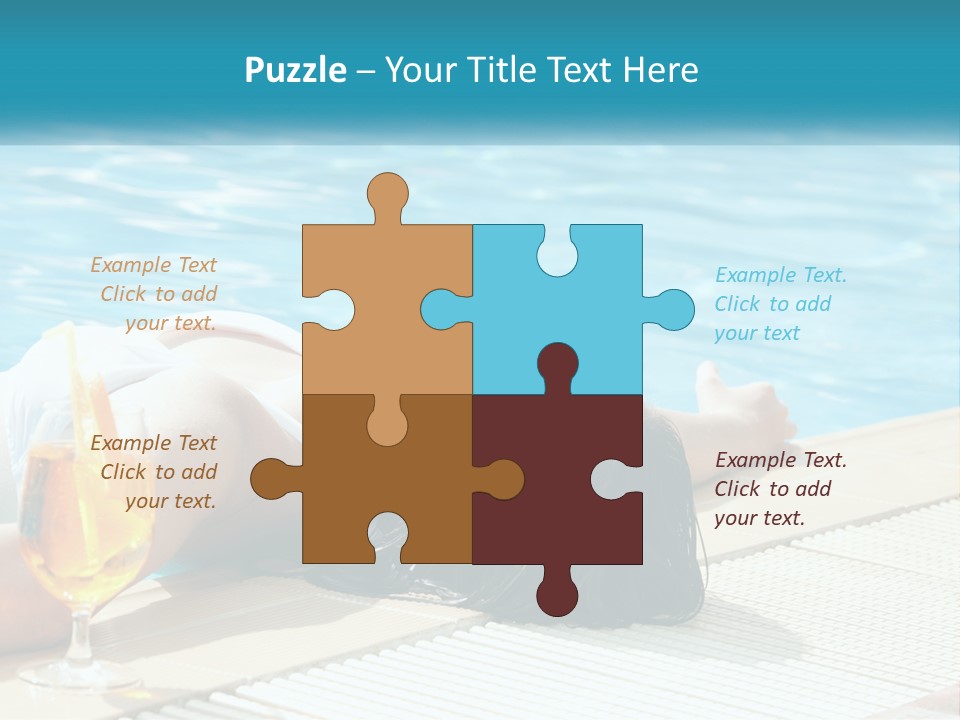 Girl With Cocktail By The Pool PowerPoint Template