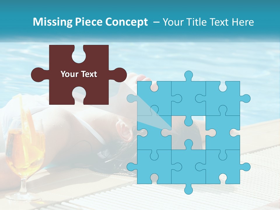 Girl With Cocktail By The Pool PowerPoint Template