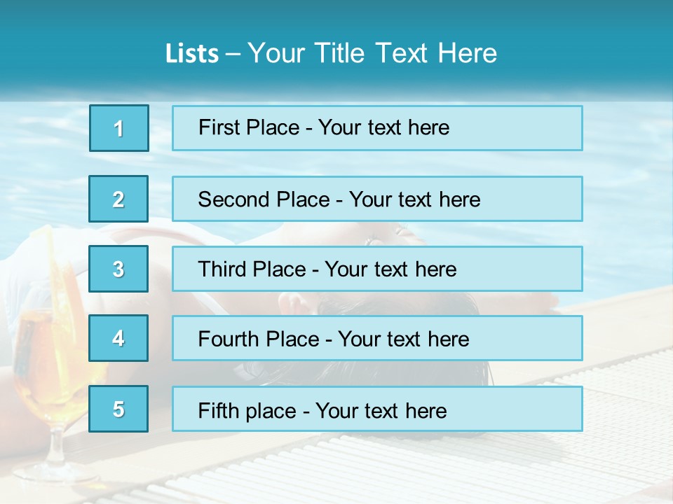 Girl With Cocktail By The Pool PowerPoint Template