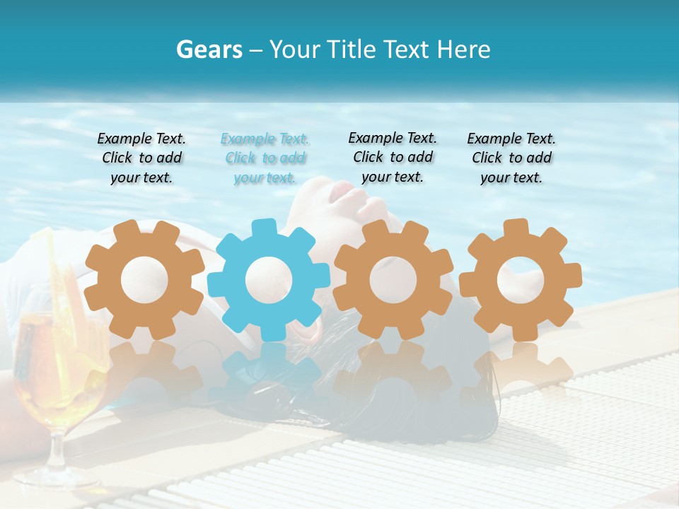 Girl With Cocktail By The Pool PowerPoint Template