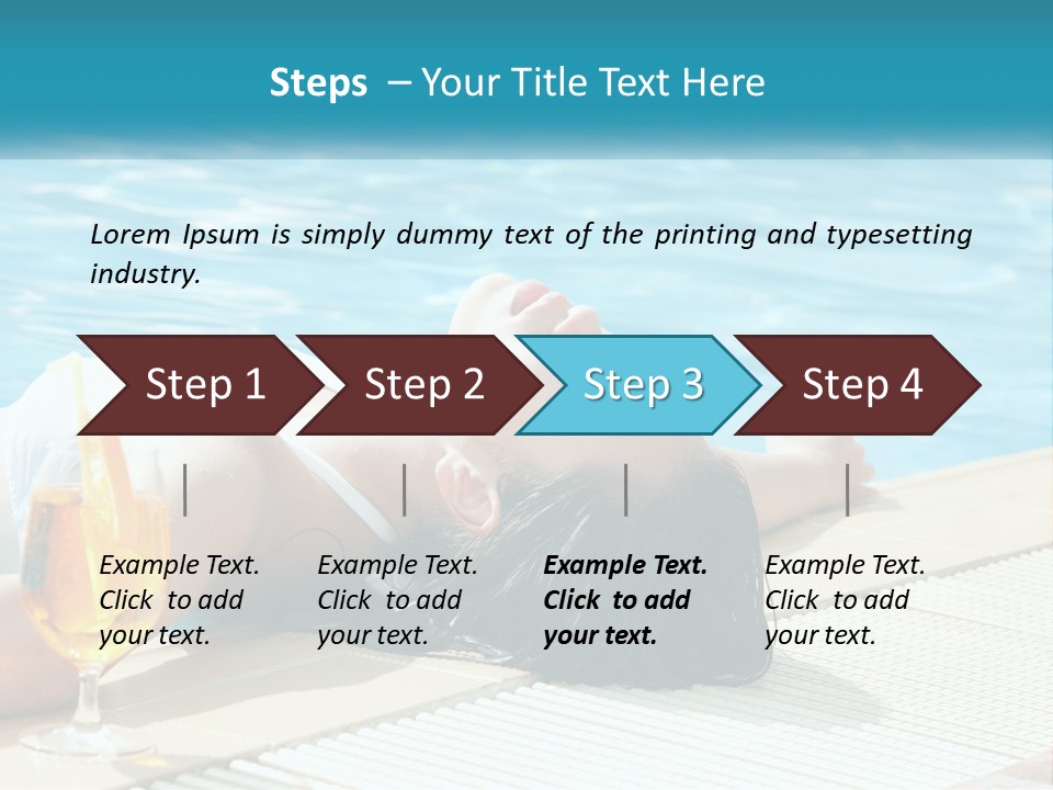 Girl With Cocktail By The Pool PowerPoint Template