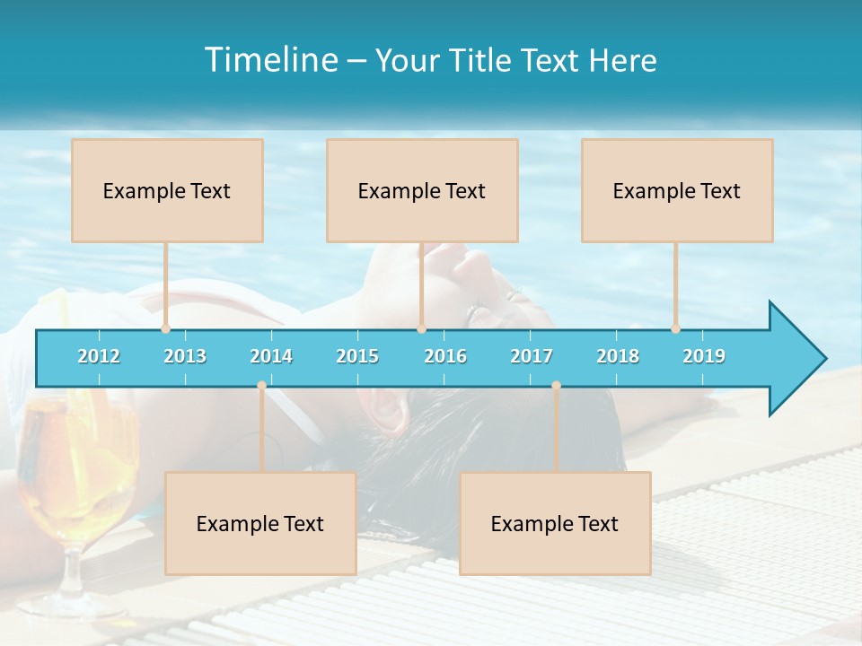 Girl With Cocktail By The Pool PowerPoint Template