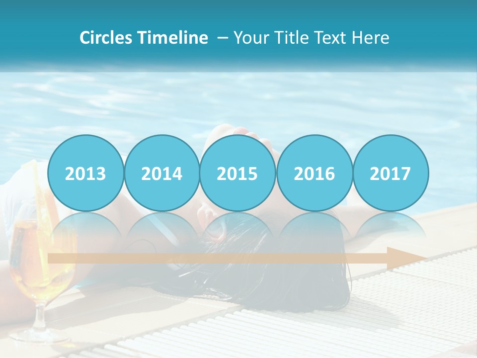 Girl With Cocktail By The Pool PowerPoint Template