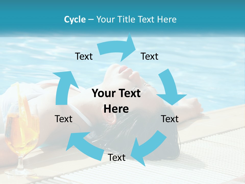 Girl With Cocktail By The Pool PowerPoint Template