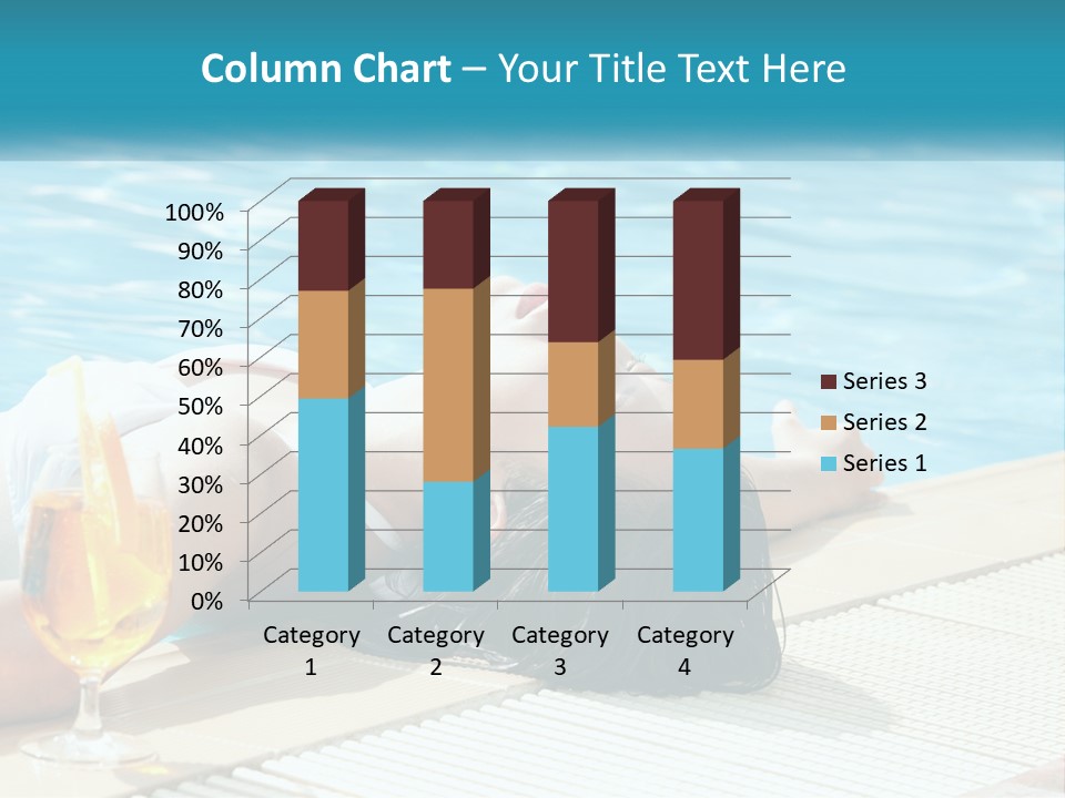 Girl With Cocktail By The Pool PowerPoint Template