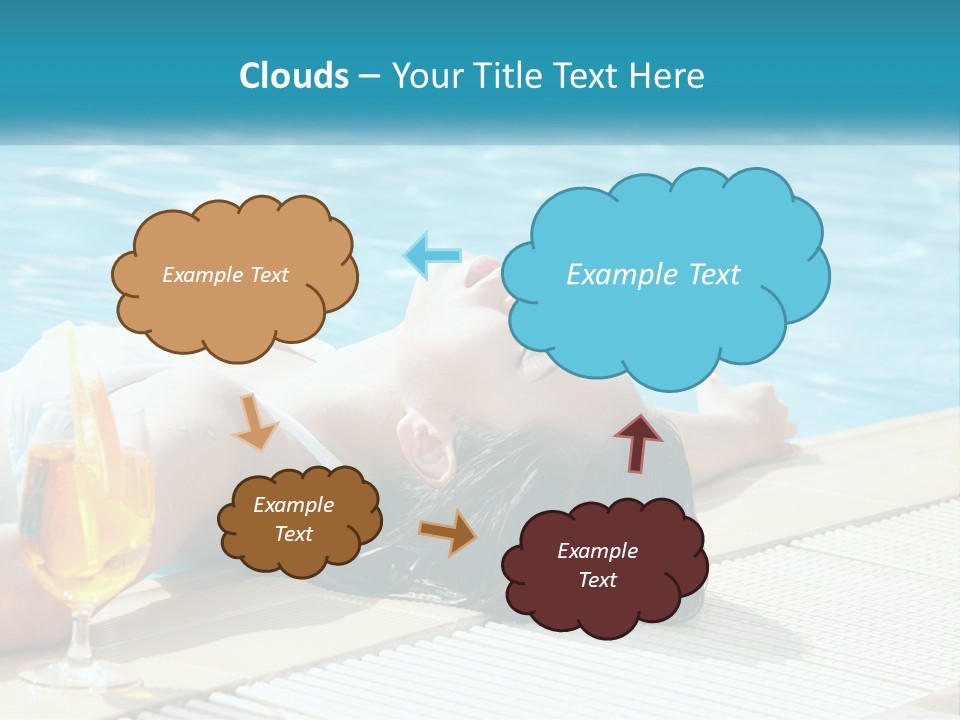 Girl With Cocktail By The Pool PowerPoint Template