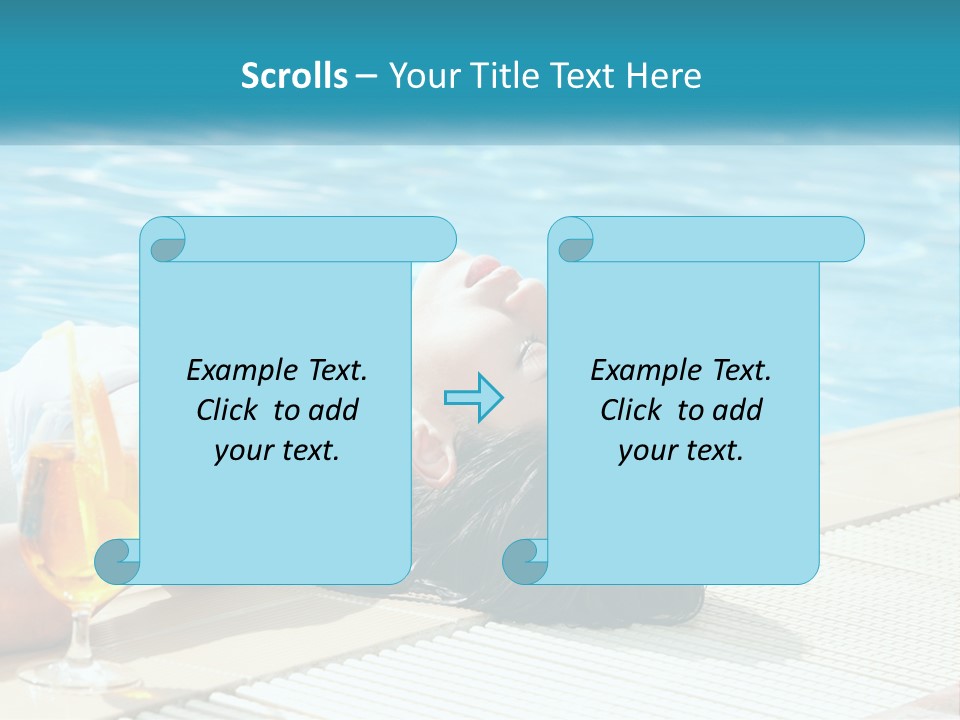 Girl With Cocktail By The Pool PowerPoint Template