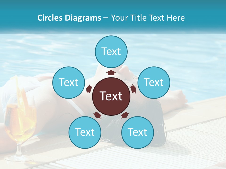 Girl With Cocktail By The Pool PowerPoint Template