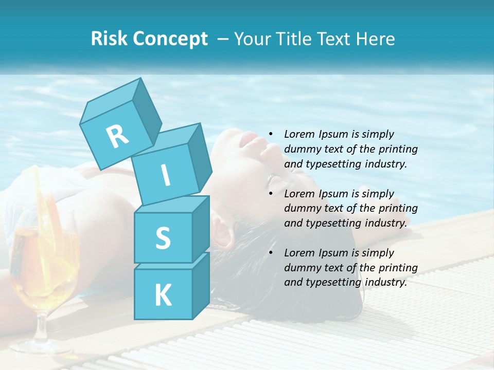 Girl With Cocktail By The Pool PowerPoint Template