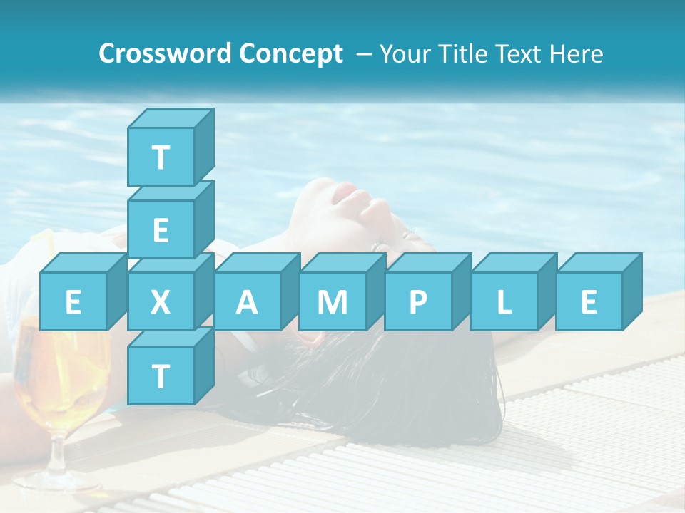 Girl With Cocktail By The Pool PowerPoint Template