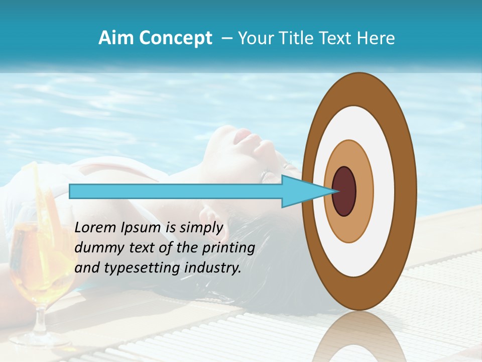 Girl With Cocktail By The Pool PowerPoint Template