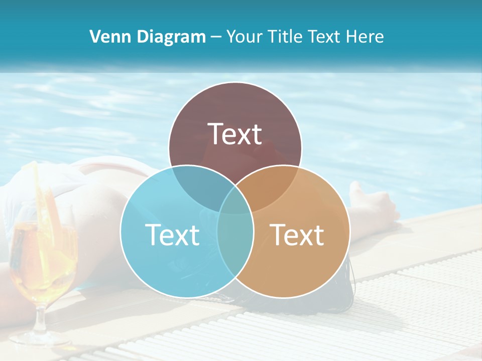 Girl With Cocktail By The Pool PowerPoint Template