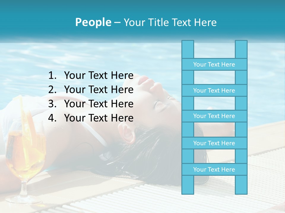 Girl With Cocktail By The Pool PowerPoint Template