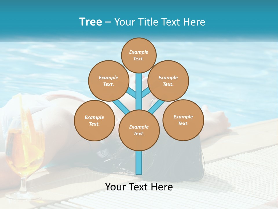 Girl With Cocktail By The Pool PowerPoint Template