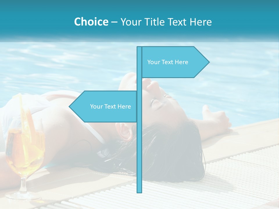 Girl With Cocktail By The Pool PowerPoint Template
