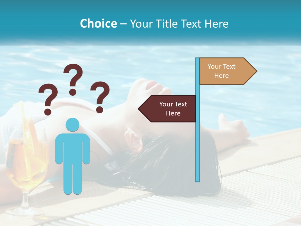 Girl With Cocktail By The Pool PowerPoint Template