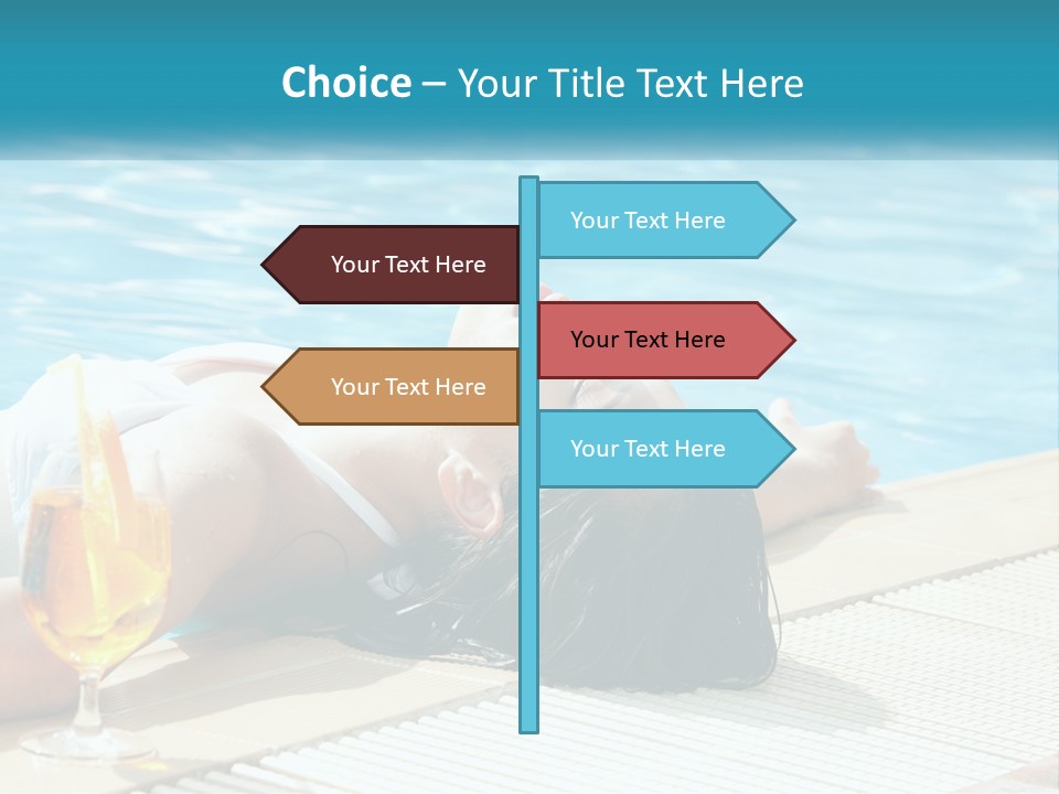 Girl With Cocktail By The Pool PowerPoint Template