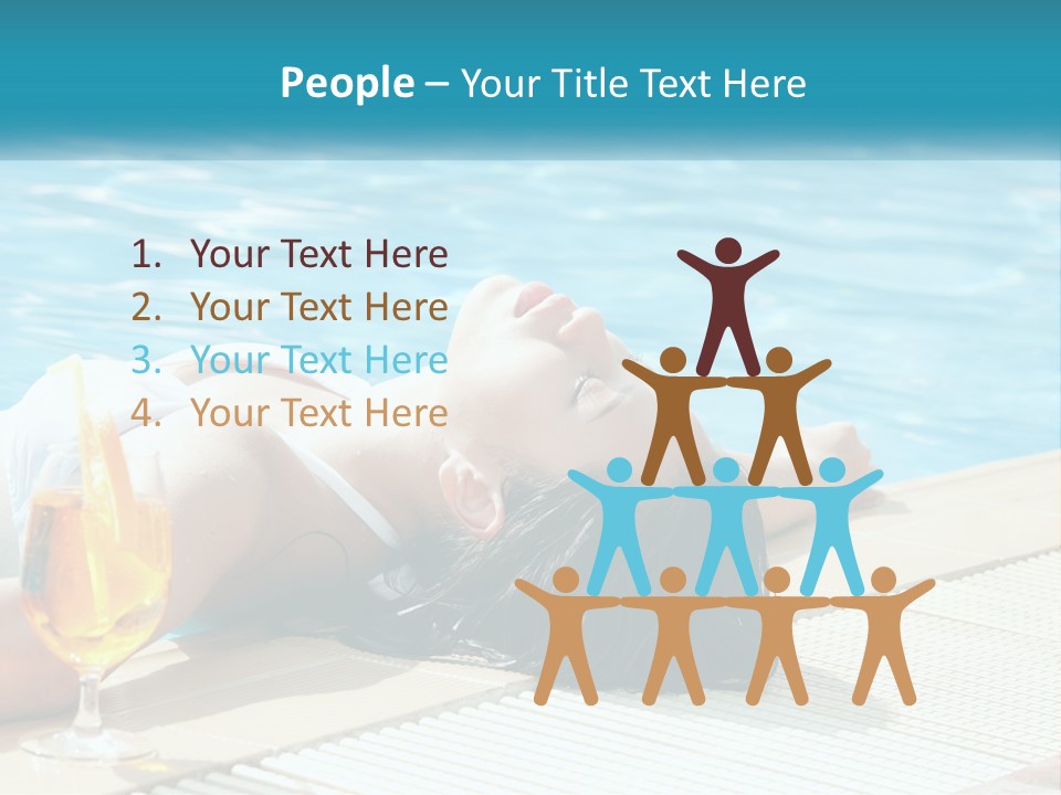 Girl With Cocktail By The Pool PowerPoint Template