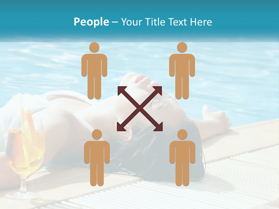 Girl With Cocktail By The Pool PowerPoint Template