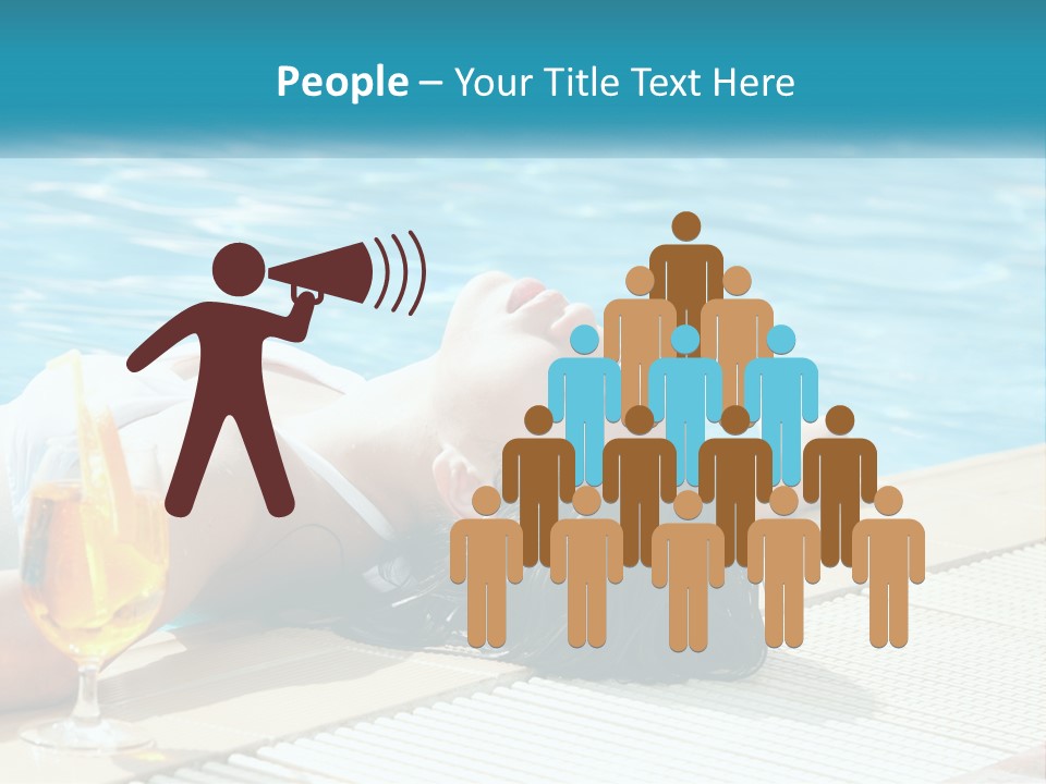 Girl With Cocktail By The Pool PowerPoint Template