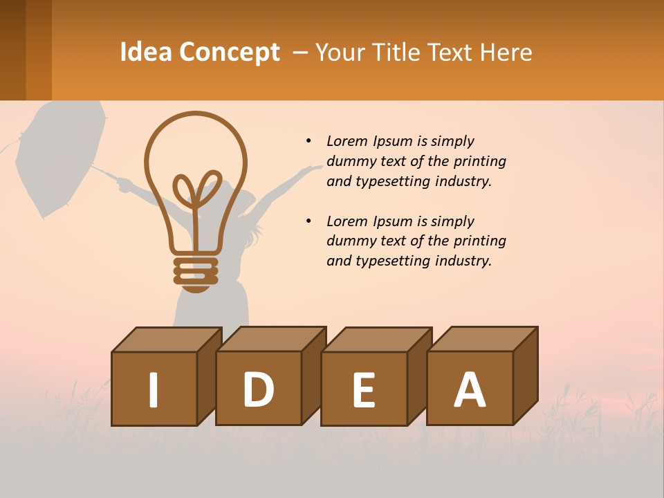 Girl With Umbrella PowerPoint Template