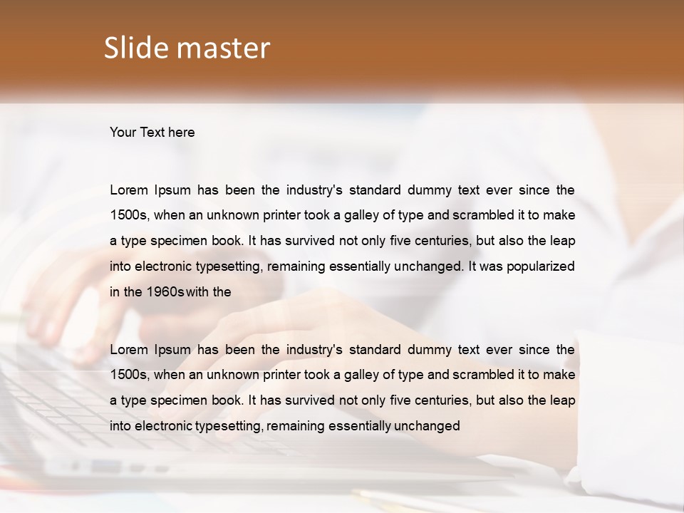 Woman Working At Laptop PowerPoint Template