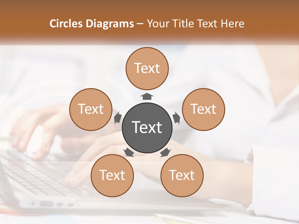 Woman Working At Laptop PowerPoint Template