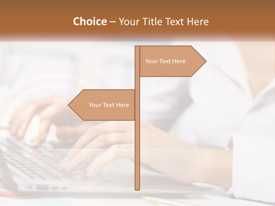 Woman Working At Laptop PowerPoint Template