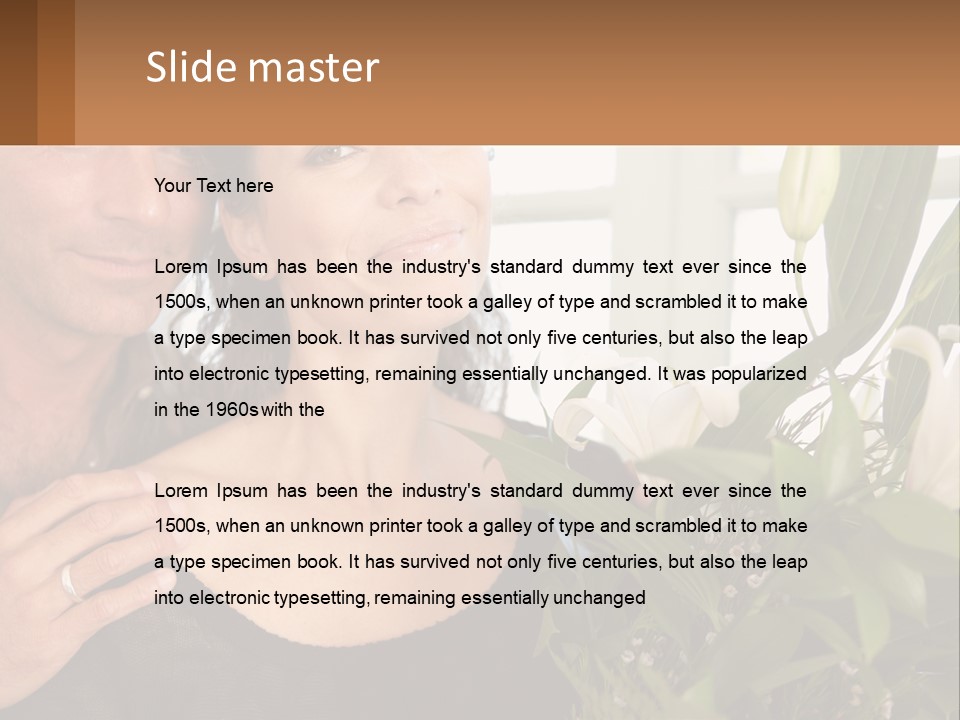 Man And Woman With Flowers PowerPoint Template